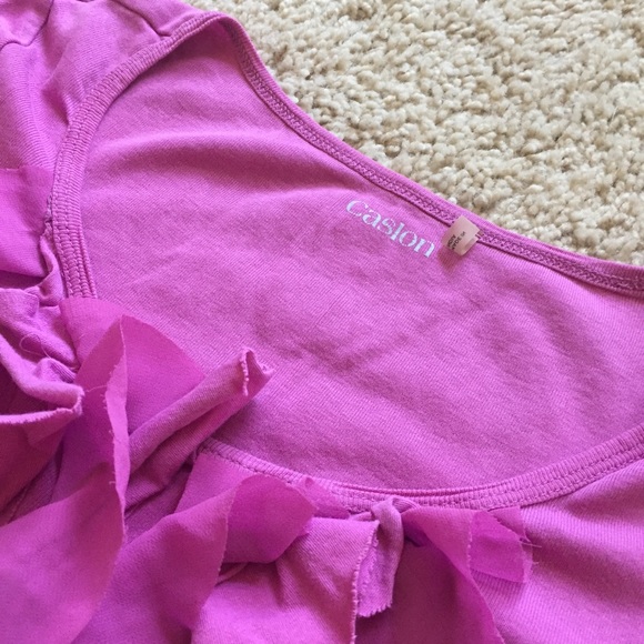 Caslon Swoopneck Ruffle Blouse Pink - Picture 6 of 7